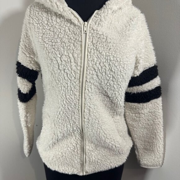 White / Black Softest Sherpa Hoodie Jacket    8319 - Picture 1 of 9